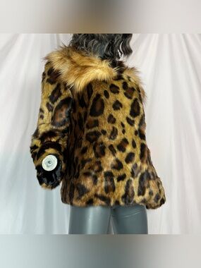 Fabulous Furs Fancy Leopard Faux Fur Overcoat Jacket